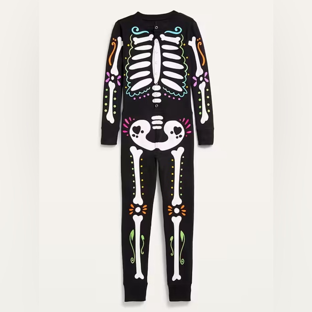 Old Navy Black Skeleton Kids Footie